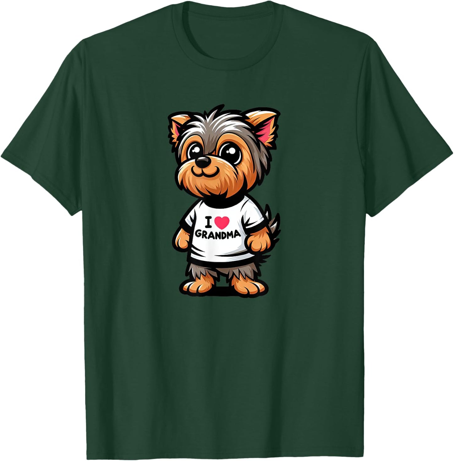 Yorkshire Terrier I Love Grandma Funny Dog Grandmother T-Shirt - T-Shirt | Forest
