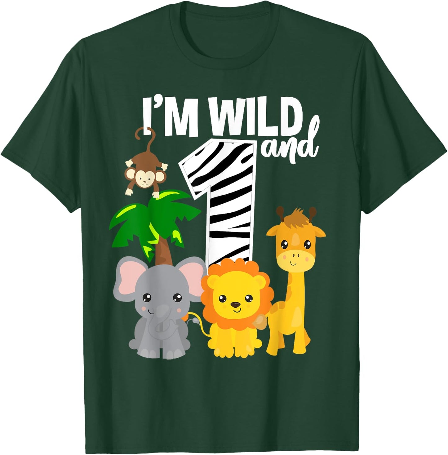 I'm Wild and 1 Zoo Theme Birthday Shirt Safari Jungle Animal T-Shirt - T-Shirt | Forest