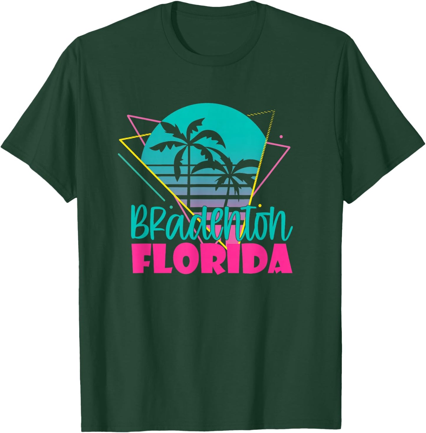 Vintage Beach Vacation Palm Tree Bradenton Florida Men Women T-Shirt - T-Shirt | Forest