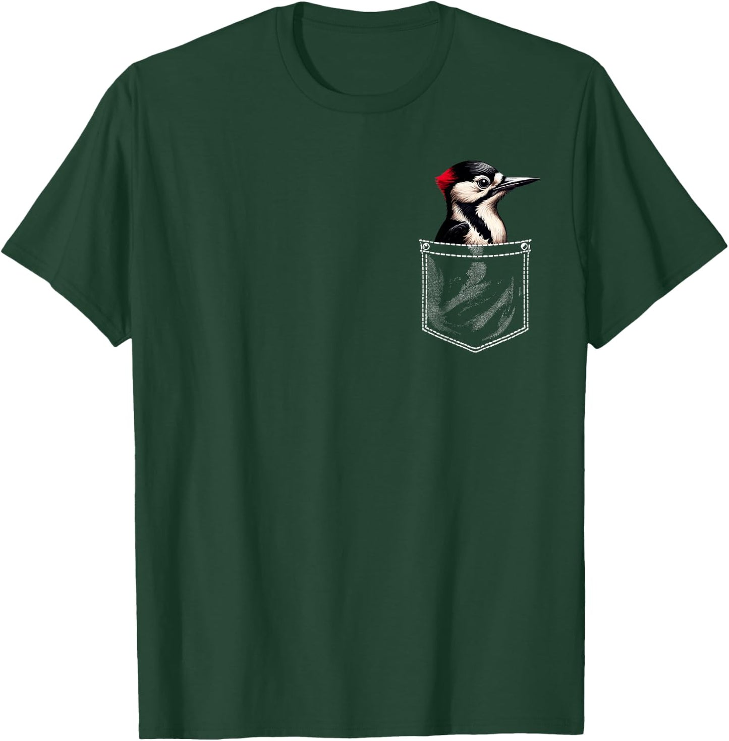 Woodpecker Pocket Bird Lover Ornithology Birdwatching T-Shirt - T-Shirt | Forest