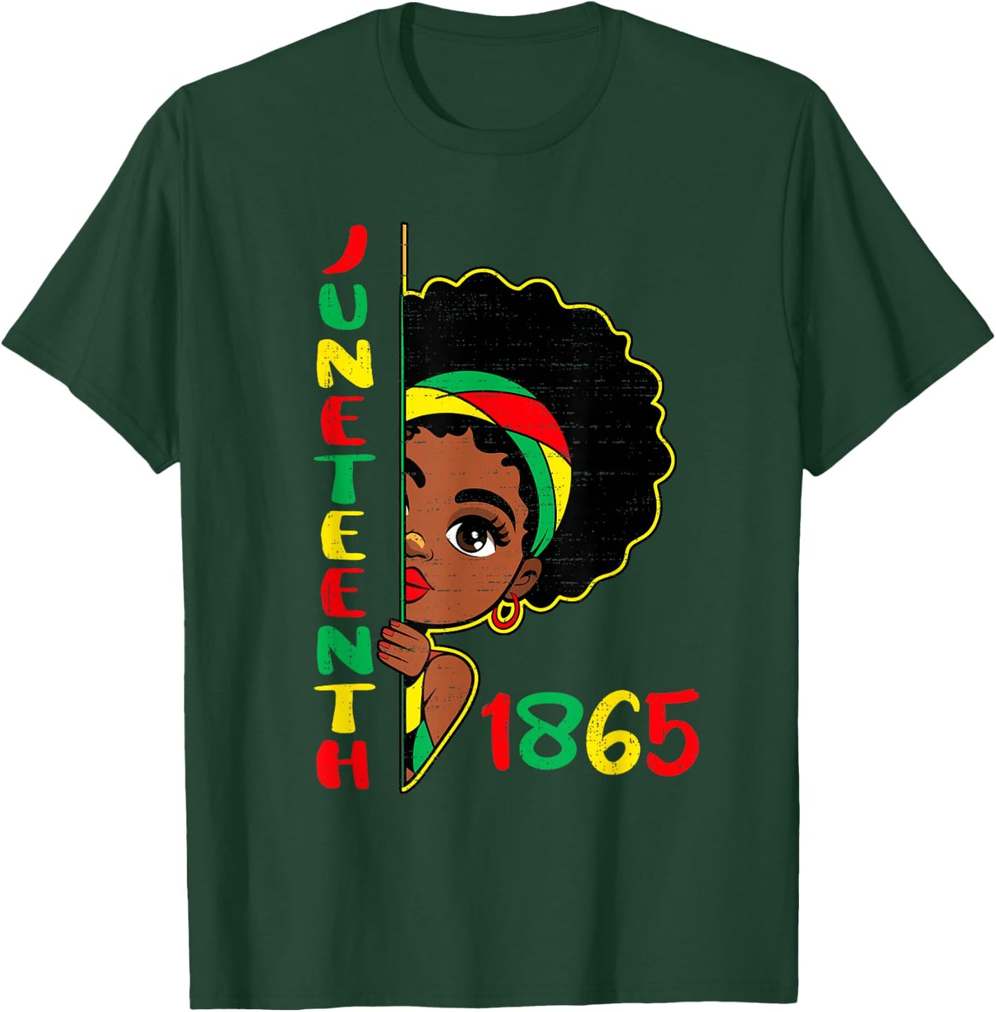 Girls Juneteenth 1865 Freedom African June 19th Princess Kid T-Shirt - T-Shirt | Forest