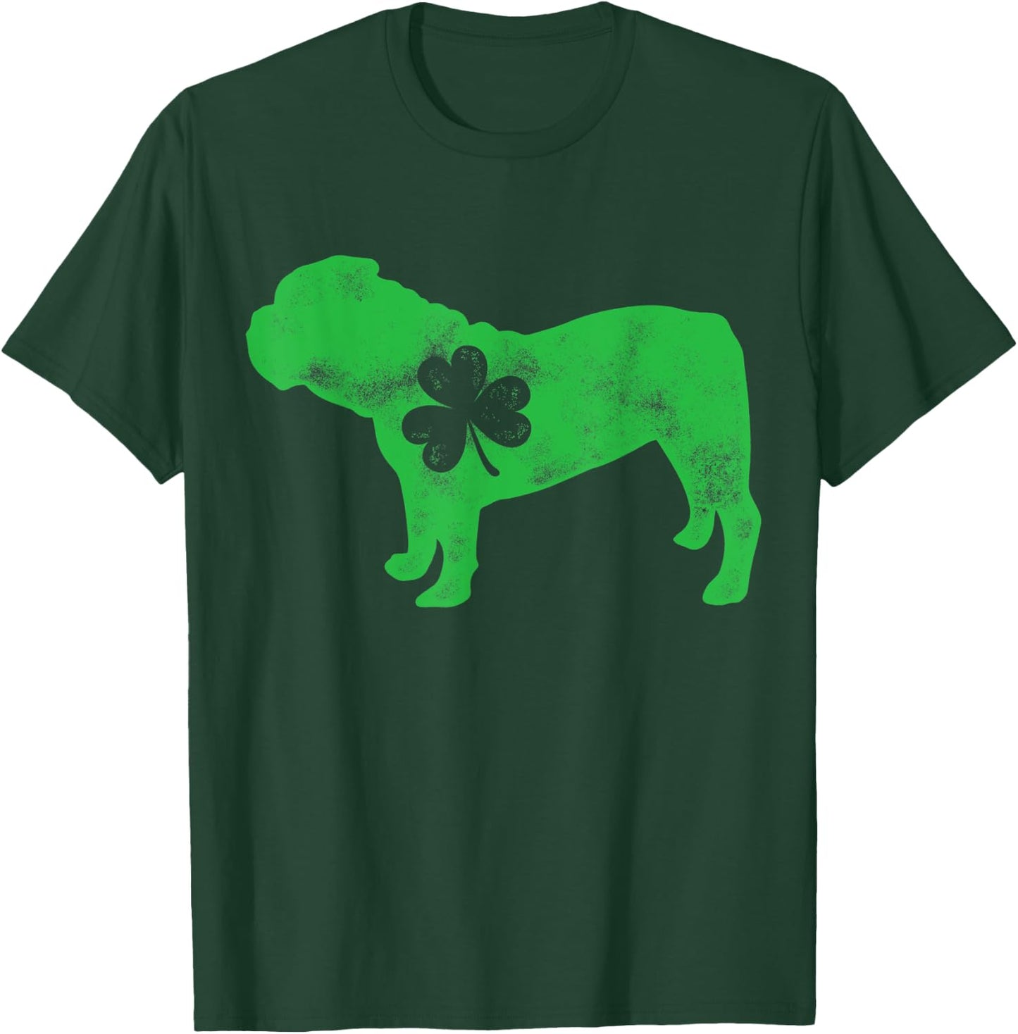 English Bulldog St Patricks Day Men Women Shamrock Dog Lover T-Shirt - T-Shirt | Forest