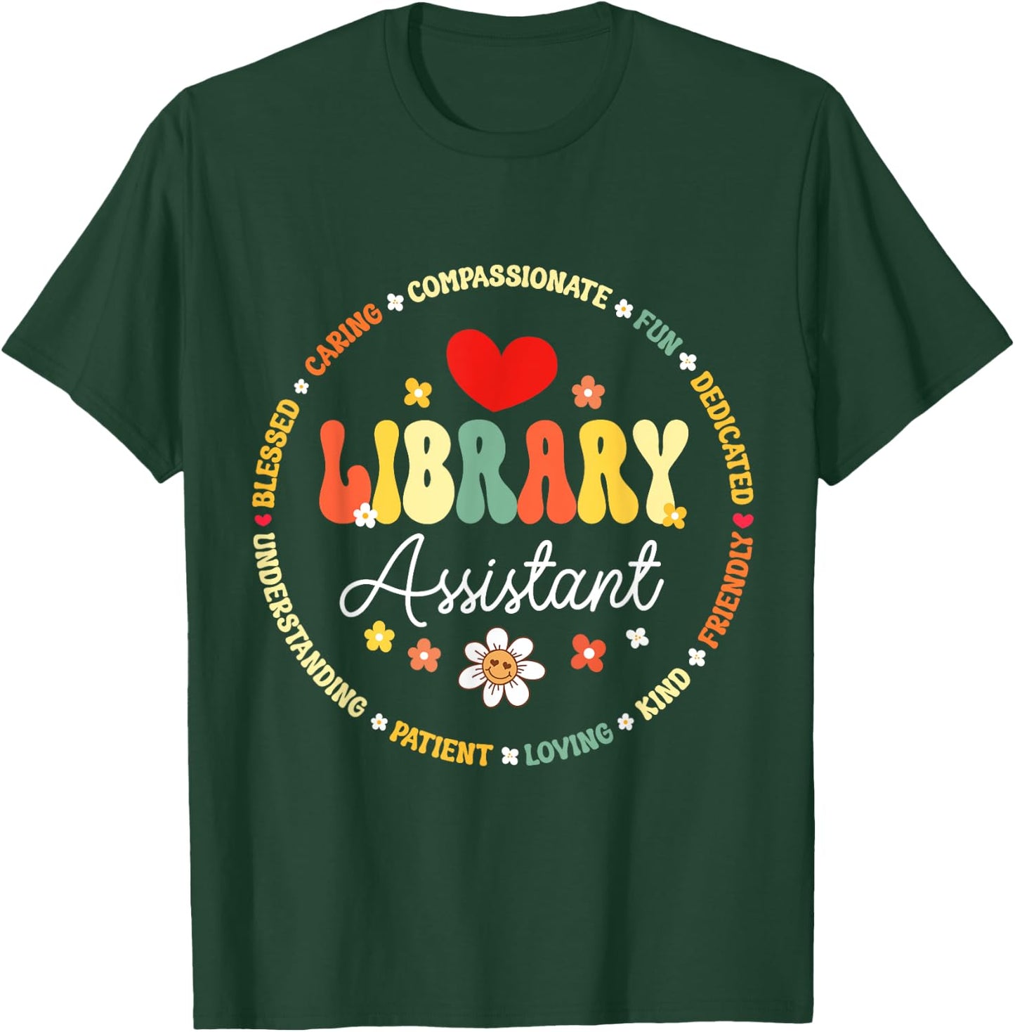 Groovy Librarian School Library Assistant Day Back to School T-Shirt - T-Shirt | Forest