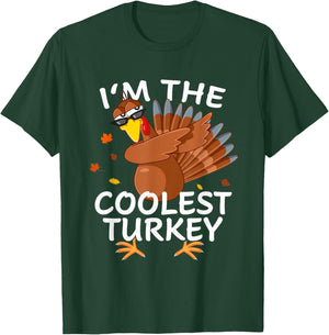 Coolest Turkey Matching Outfit Thanksgiving Pajamas Family T-Shirt - T-Shirt | Forest