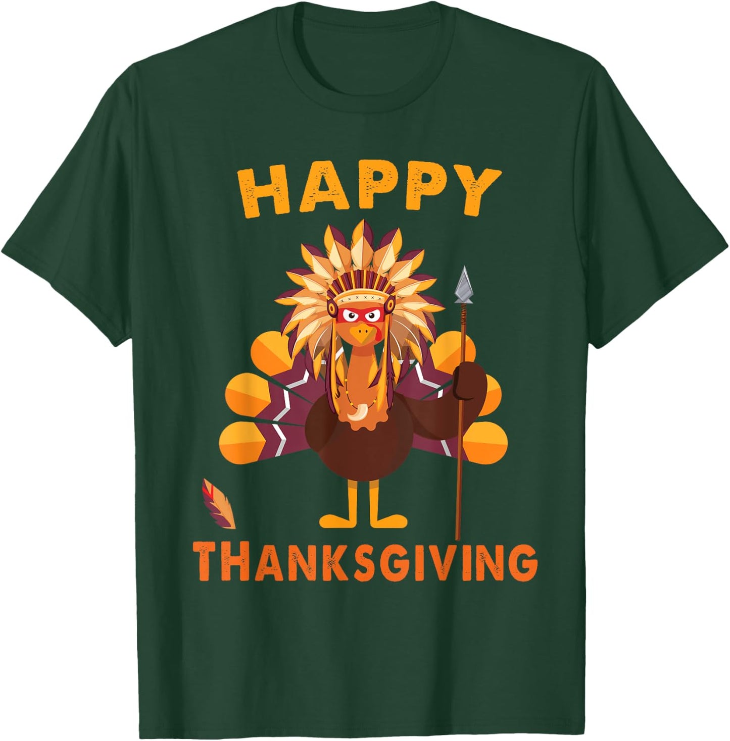 Native American Indian turkey Happy Thanksgiving day gift T-Shirt - T-Shirt | Forest