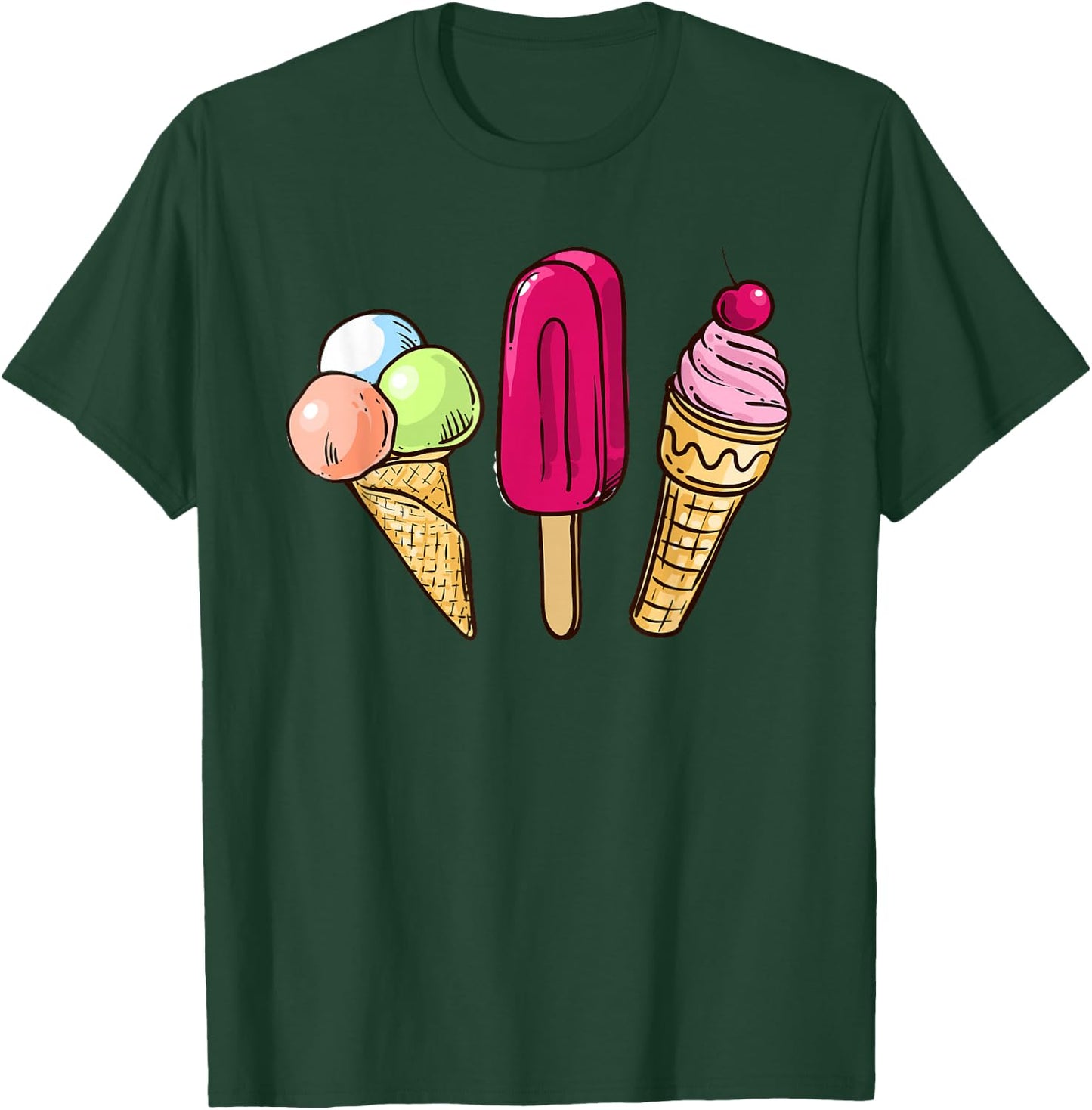 Ice Lover Gelato Cup Ice Cream Cone Summer Food , black T-Shirt - T-Shirt | Forest