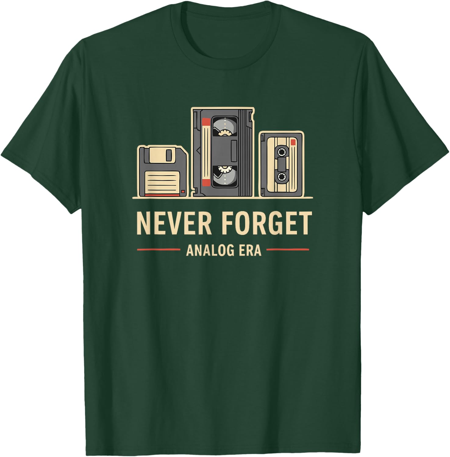 Never Forget Nostalgia Analog VHS Cassette Icons T-Shirt - T-Shirt | Forest