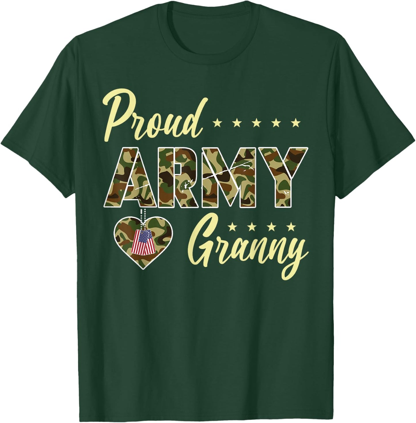 Proud Army Granny Camouflage Soldier Family Love Military T-Shirt - T-Shirt | Forest