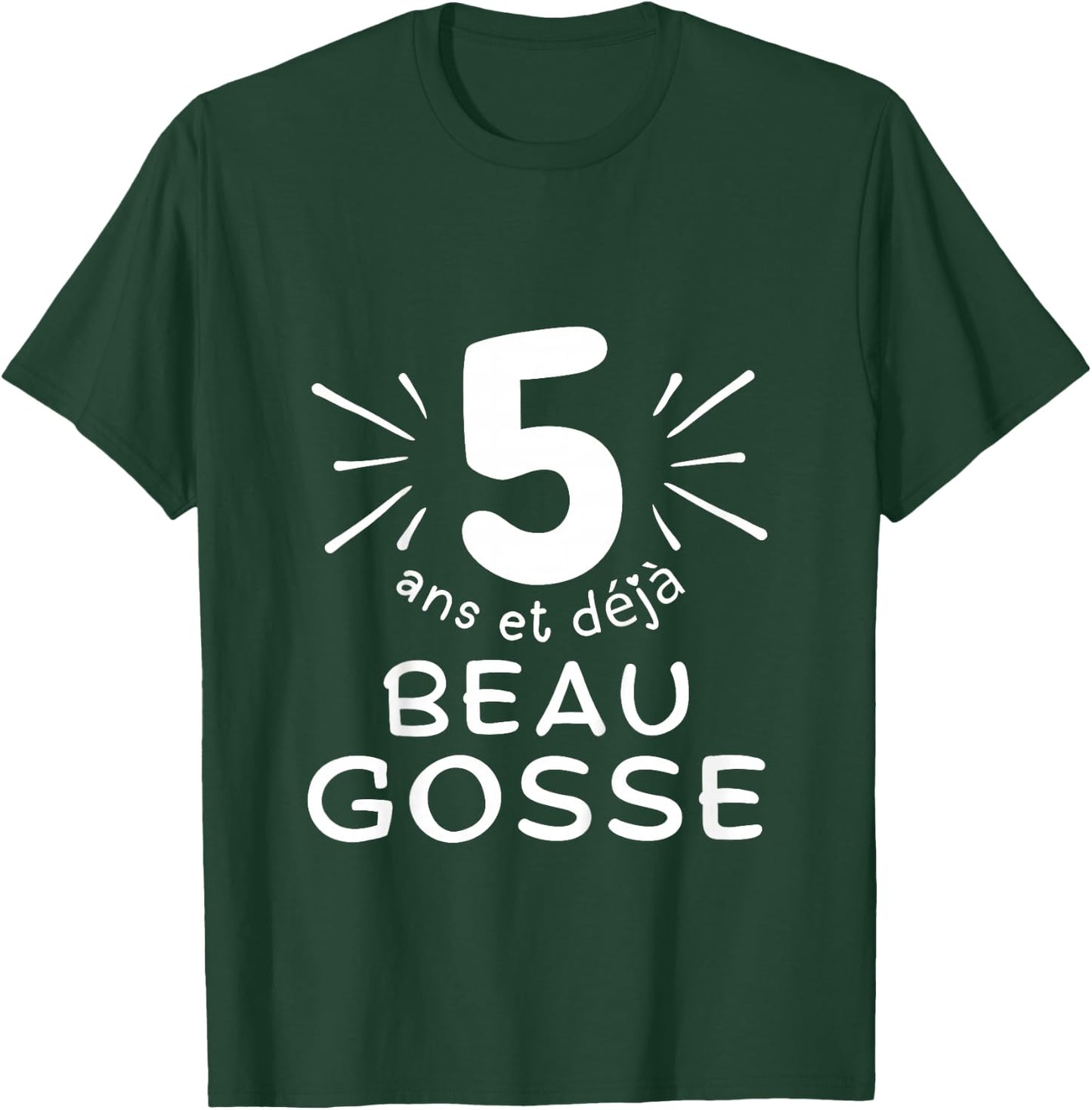 Child 5 years old and already handsome kid. phrase humor for gift boy , Black, 2 T-Shirt - T-Shirt | Forest