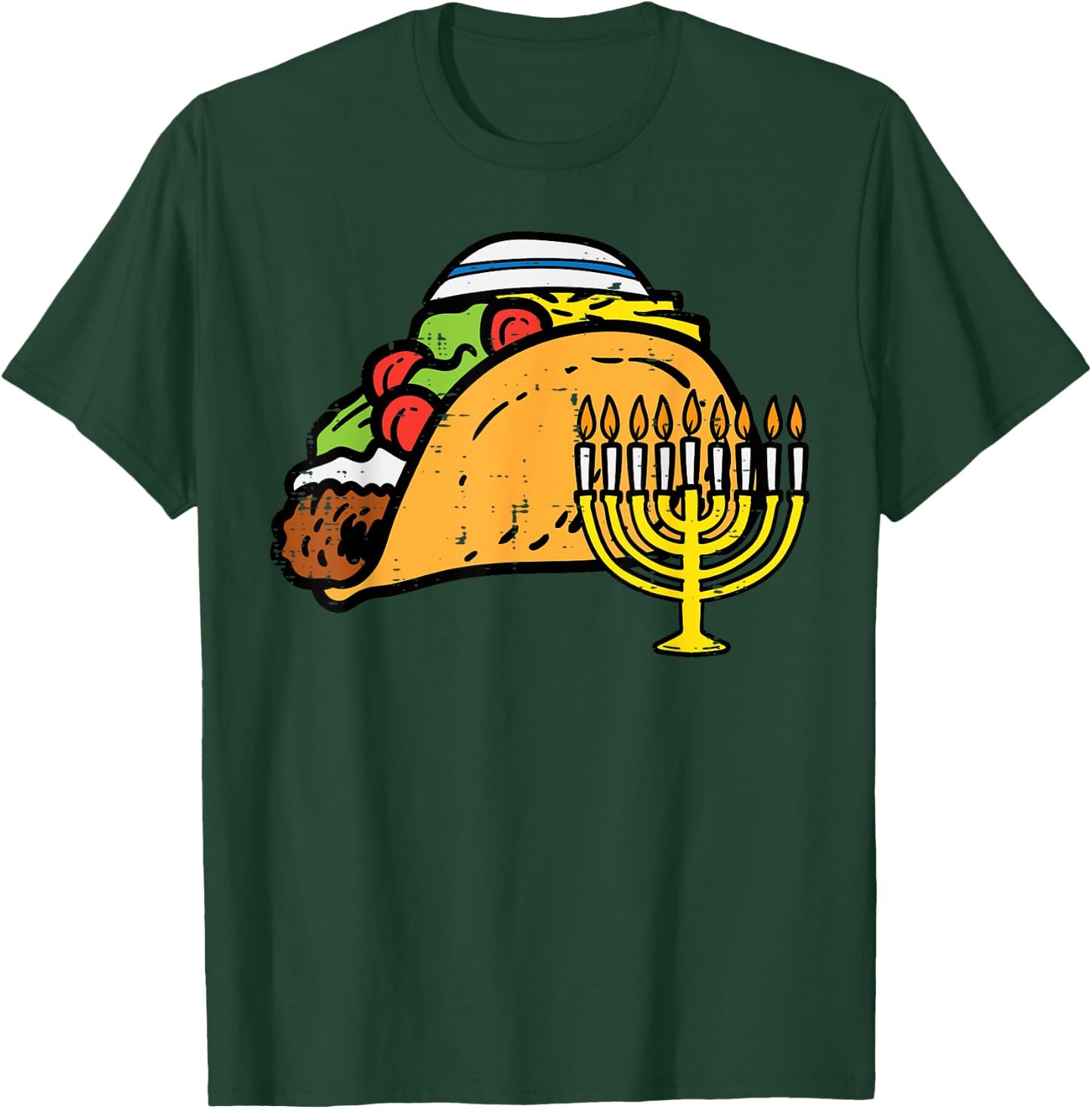 Hanukkah Taco Funny Chanukah Mexican Food Men Women Kids T-Shirt - T-Shirt | Forest