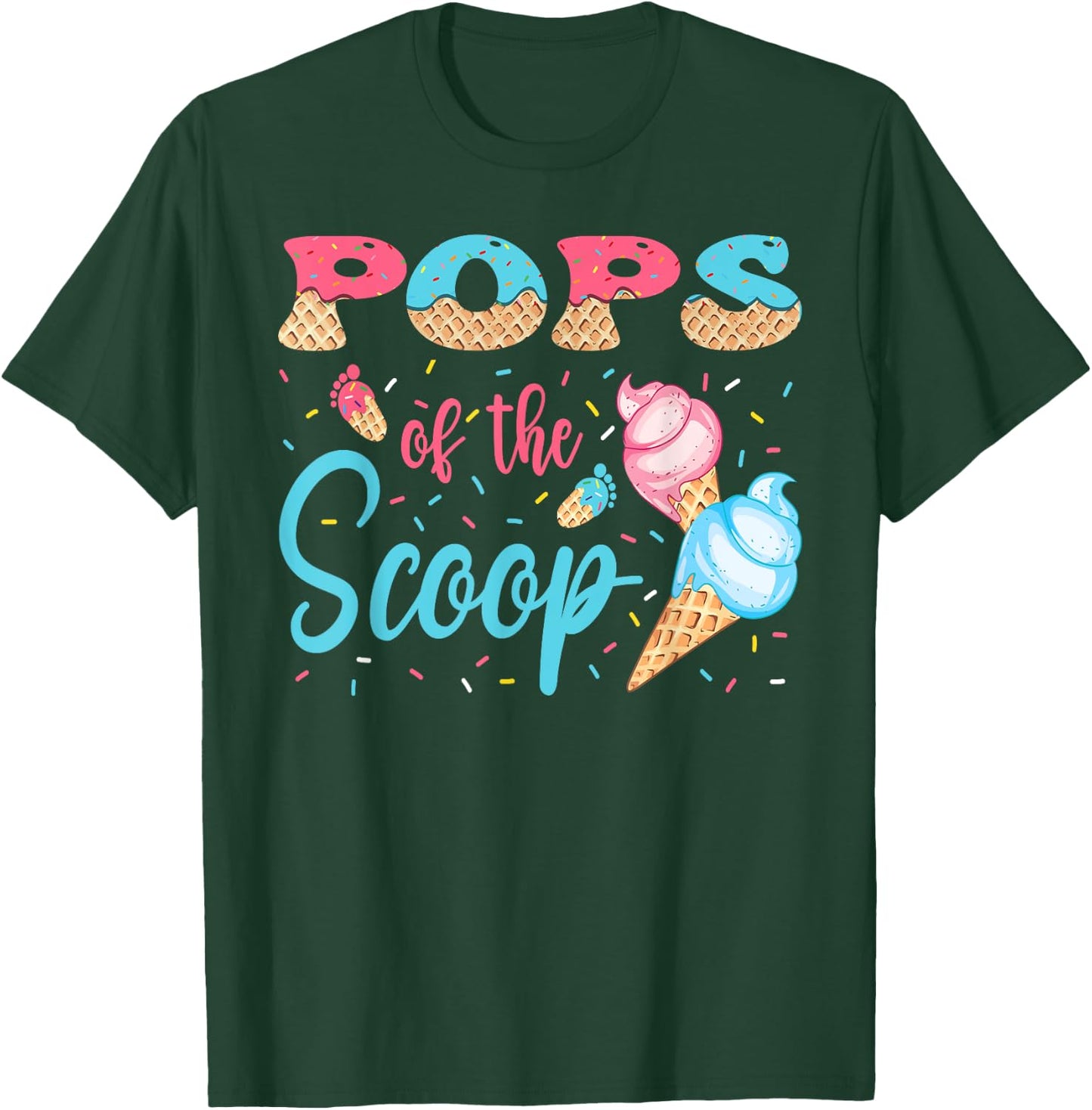 Pops Of The Scoop Ice Cream Gender Reveal Baby Shower T-Shirt - T-Shirt | Forest