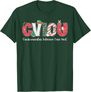 CVICU Cardiovascular Intensive Care Unit Nurse Christmas T-Shirt - T-Shirt | Forest