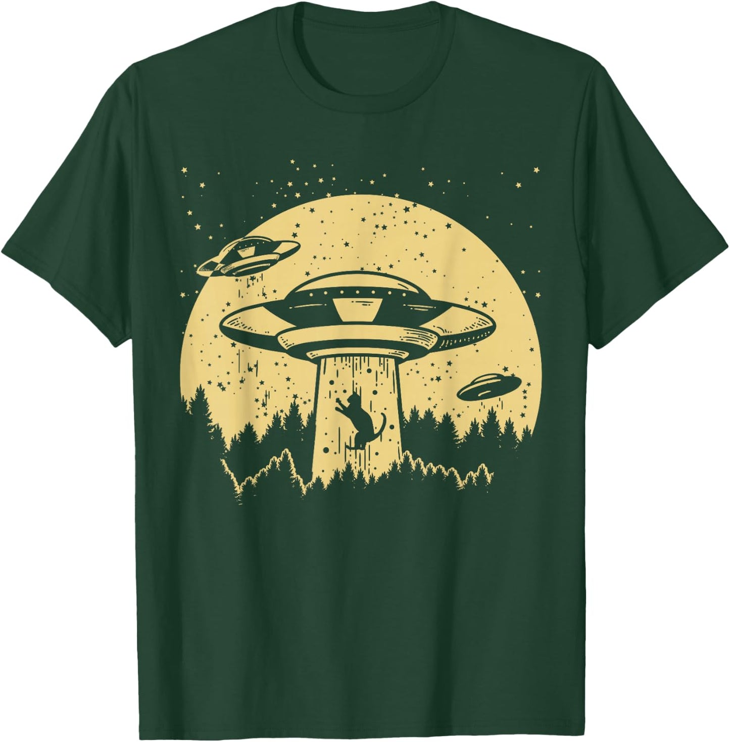 Funny UFO Alien Abduction Cat Flying Perfect Aliens Lover T-Shirt - T-Shirt | Forest