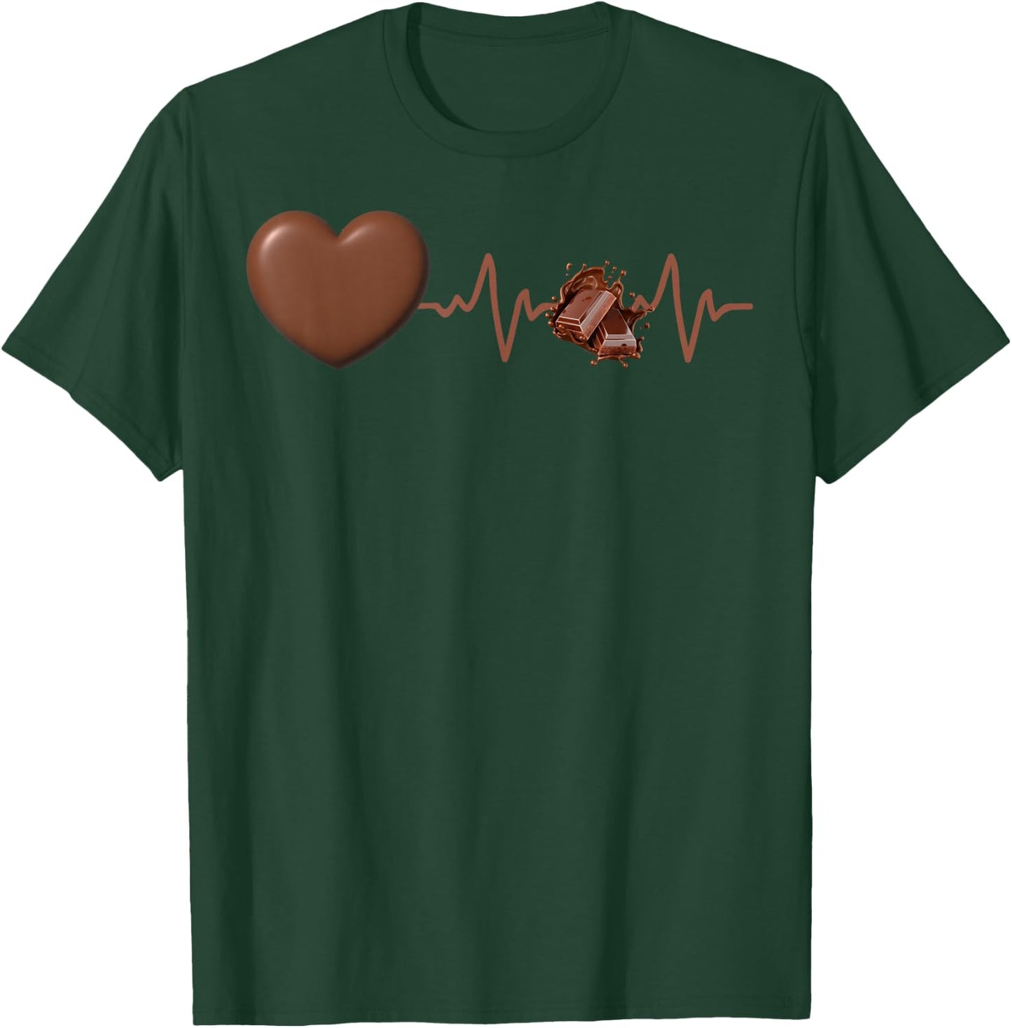 Chocolate Sweet Sugar I Love Chocolate Lover Cute Heartbeat T-Shirt - T-Shirt | Forest