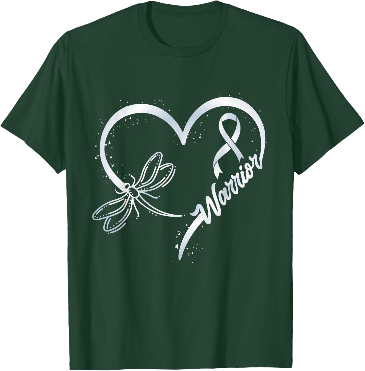 Lung Cancer Warrior Dragonfly White Ribbon Hope T-Shirt - T-Shirt | Forest