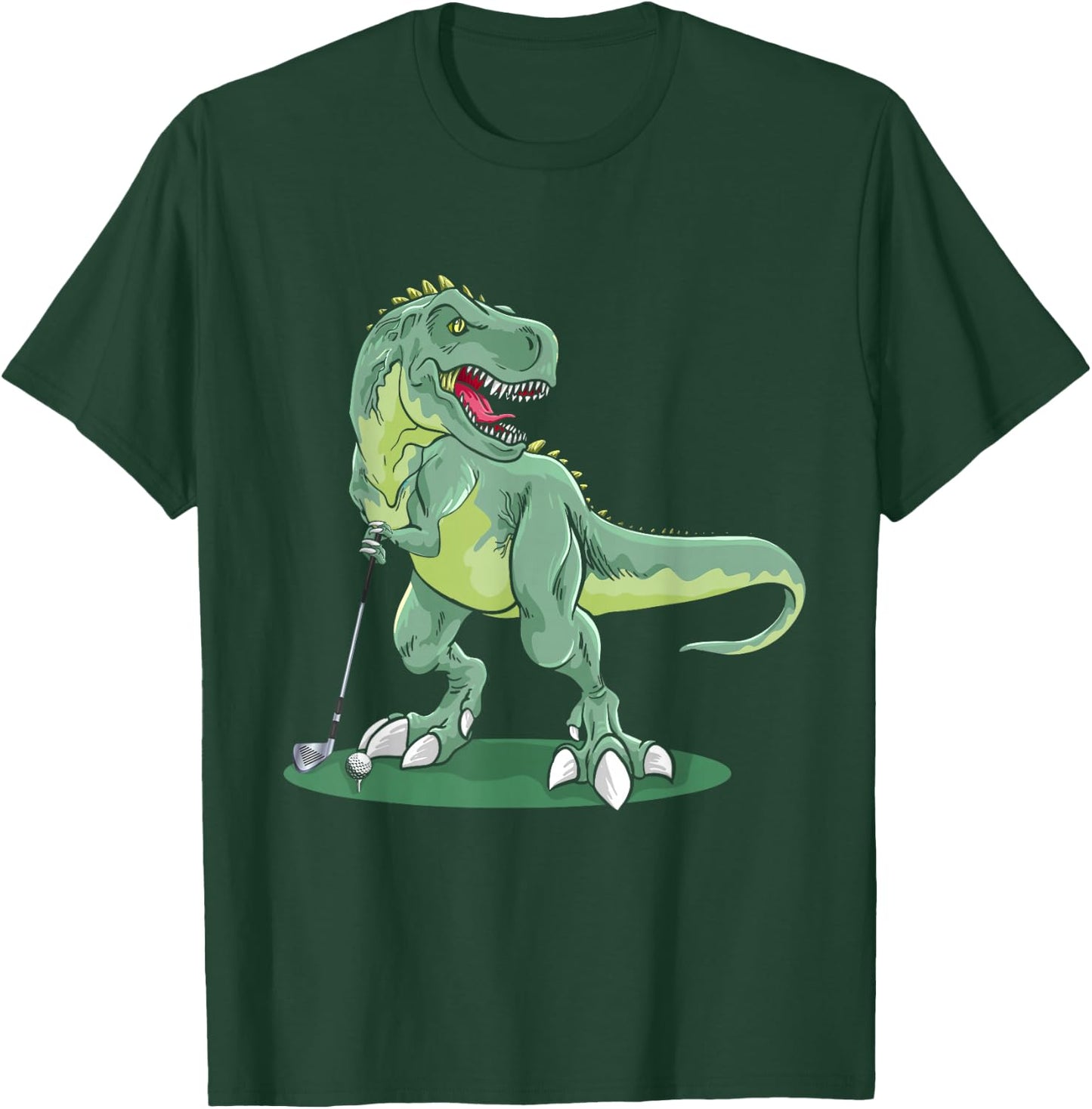 T-Rex Golf Playing, Dinosaur Trex Golfer Golf Playing T-Shirt - T-Shirt | Forest
