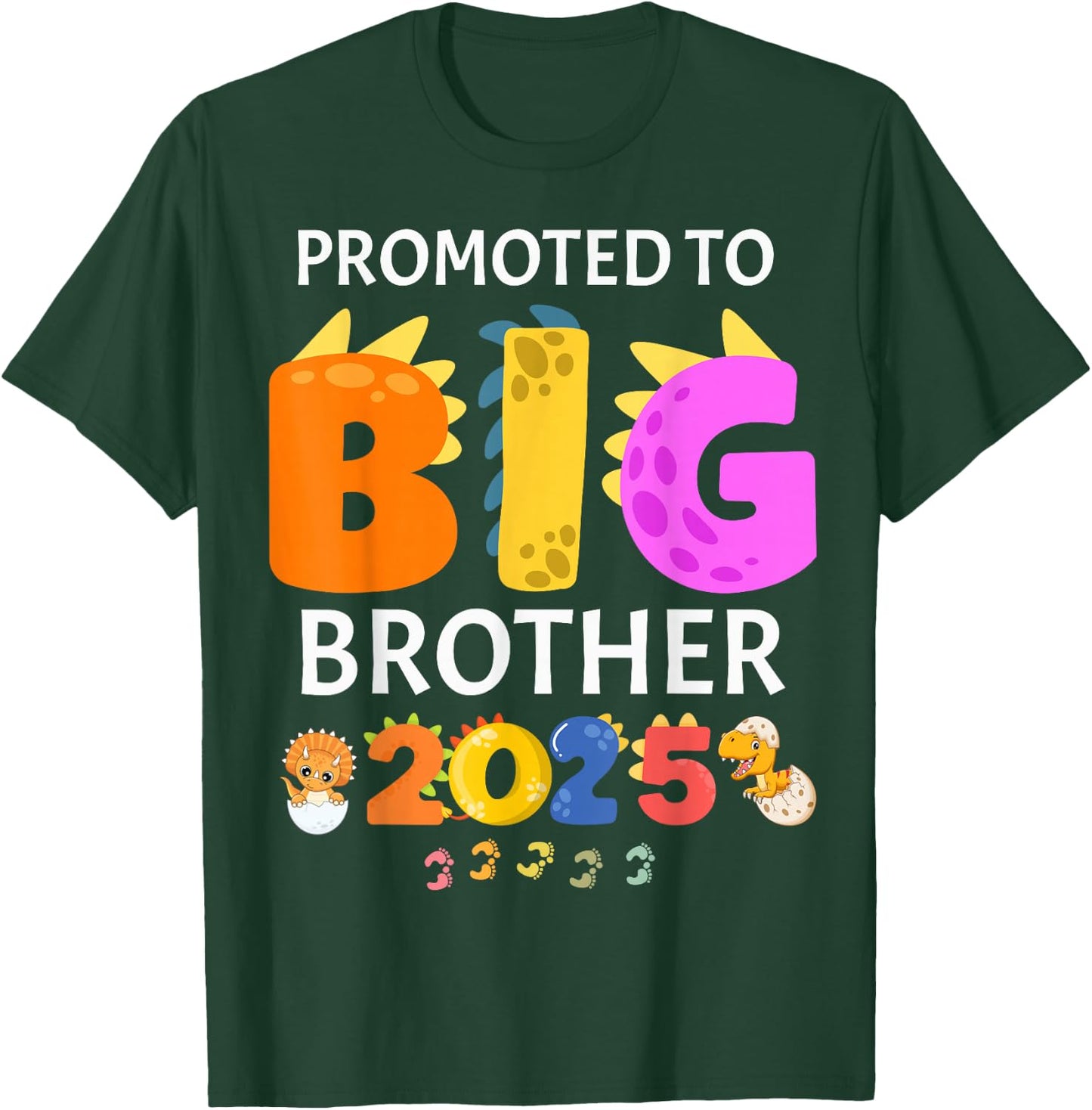 Dinosaur Promoted to Big Brother Loading 2025 Kids Graphic T-Shirt - T-Shirt | Forest