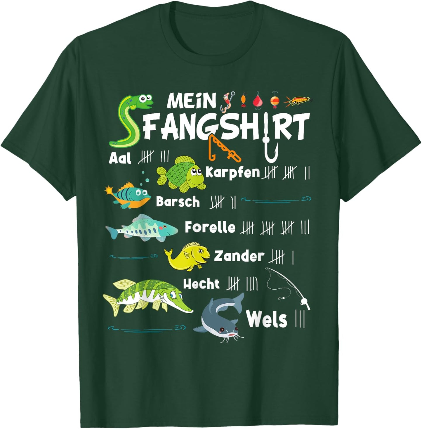 Fish Types "My Fangshirt" Funny Boy's Fisherman , black T-Shirt - T-Shirt | Forest
