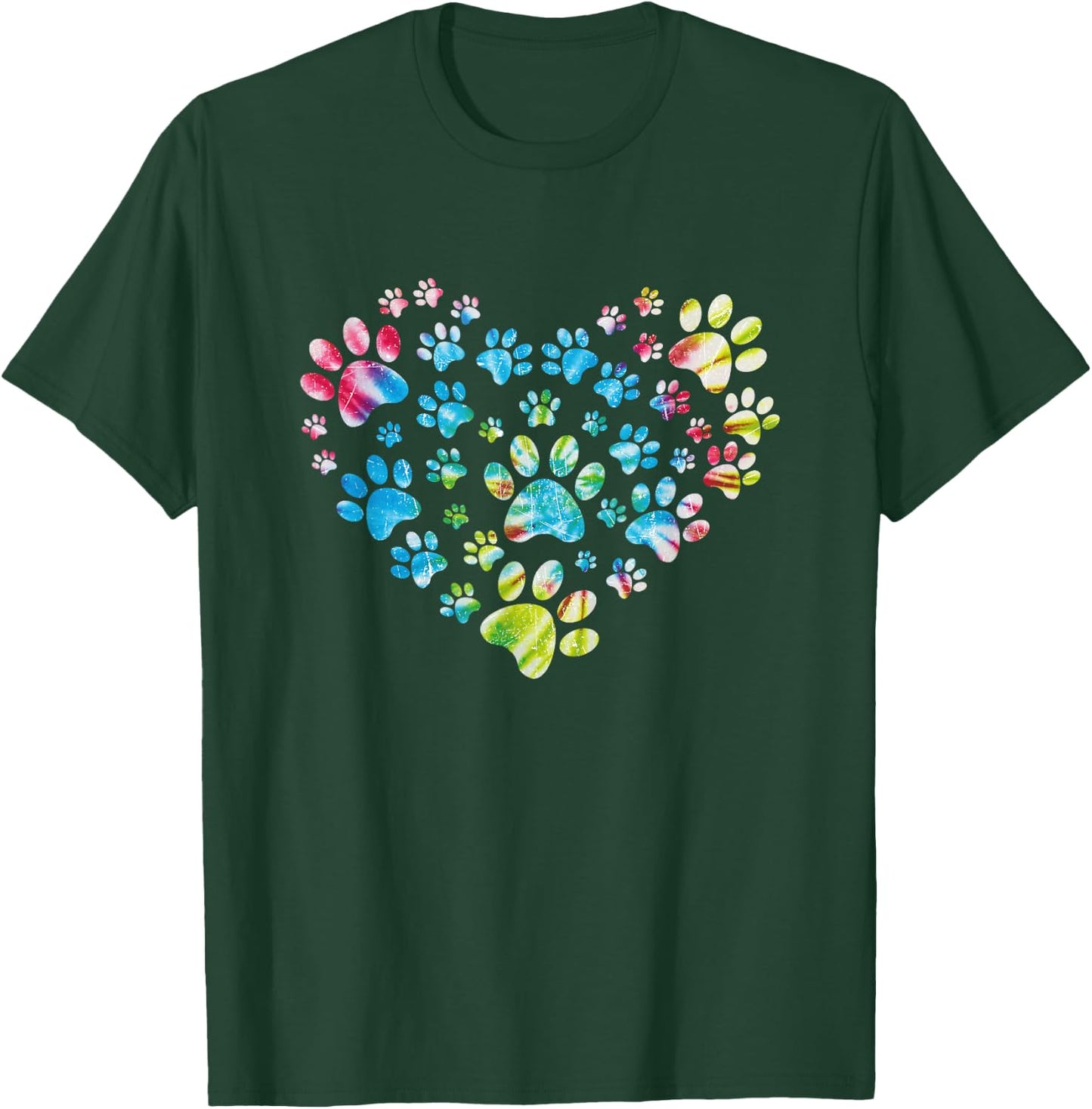 Tie Dye Love Dog Paw Print Animal Paw Dog Lover T-Shirt - T-Shirt | Forest