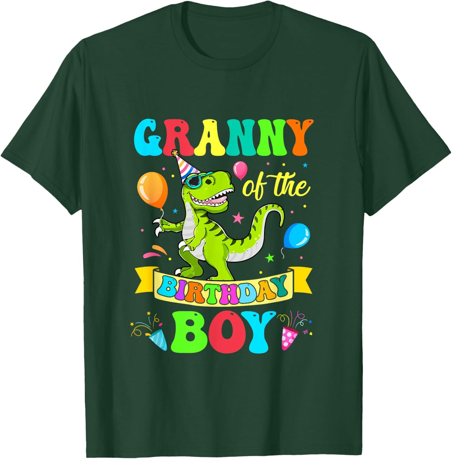 Granny Of The Birthday Boy T-Rex Dinosaur Birthday Party T-Shirt - T-Shirt | Forest