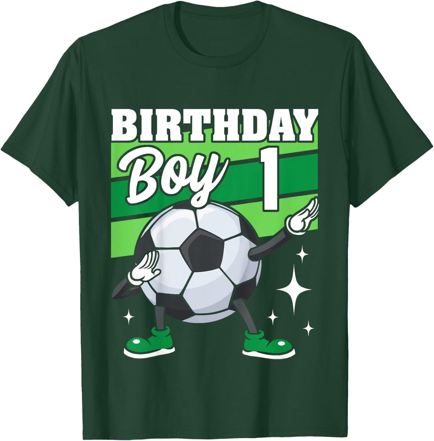Kids Soccer Birthday Party 1 Year Old Boy 1st Birthday T-Shirt - T-Shirt | Forest
