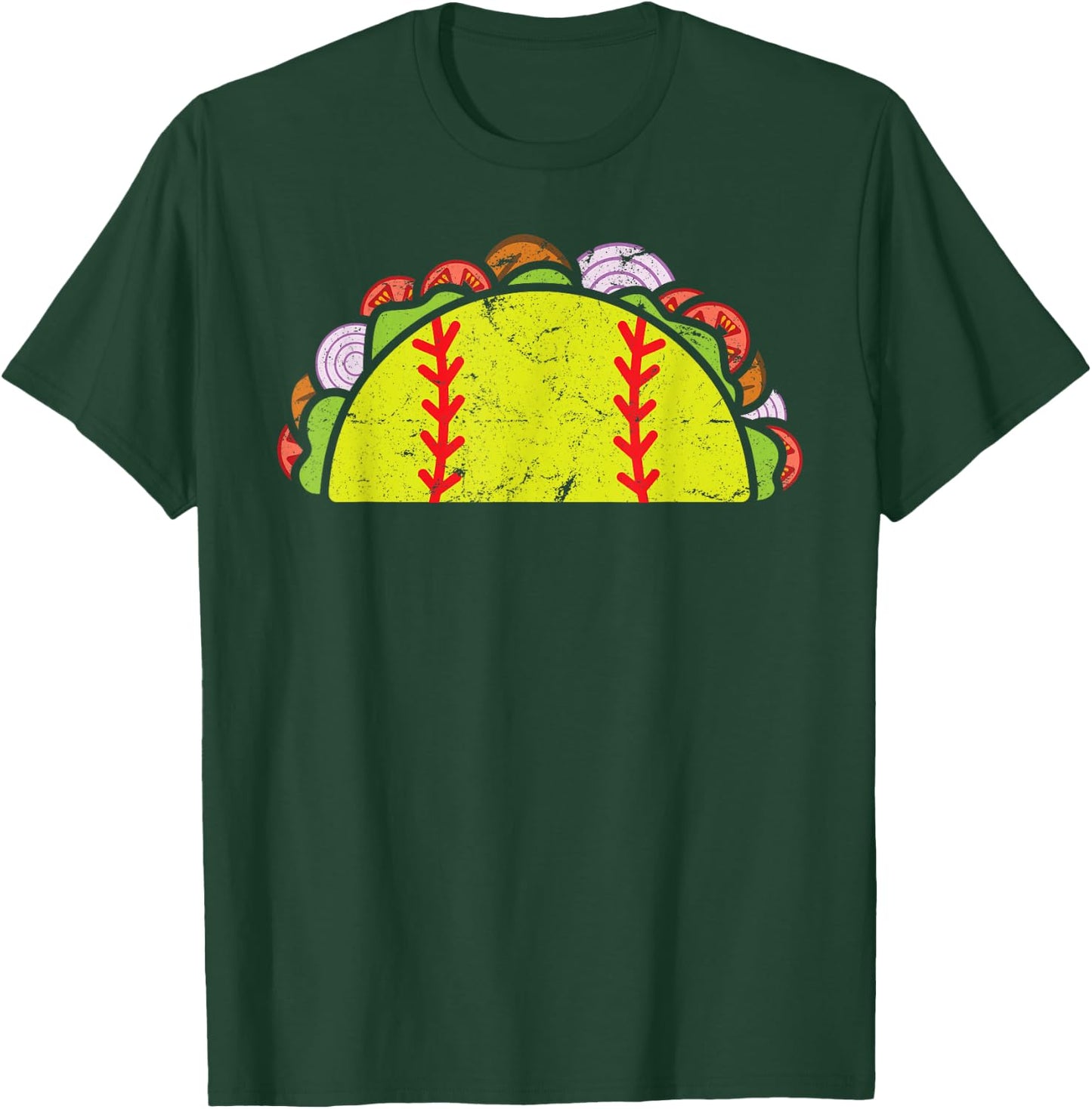 Taco Softball Funny Cinco De Mayo Softball Player Taco Lover T-Shirt - T-Shirt | Forest