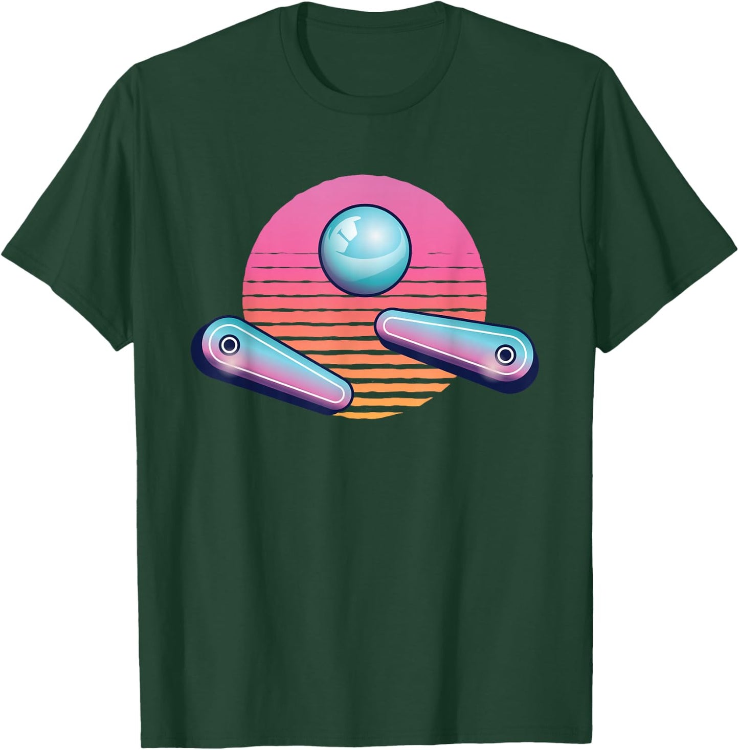 Pinball Arcade Game Machine 80s Retro Gamer Vintage Gaming T-Shirt - T-Shirt | Forest