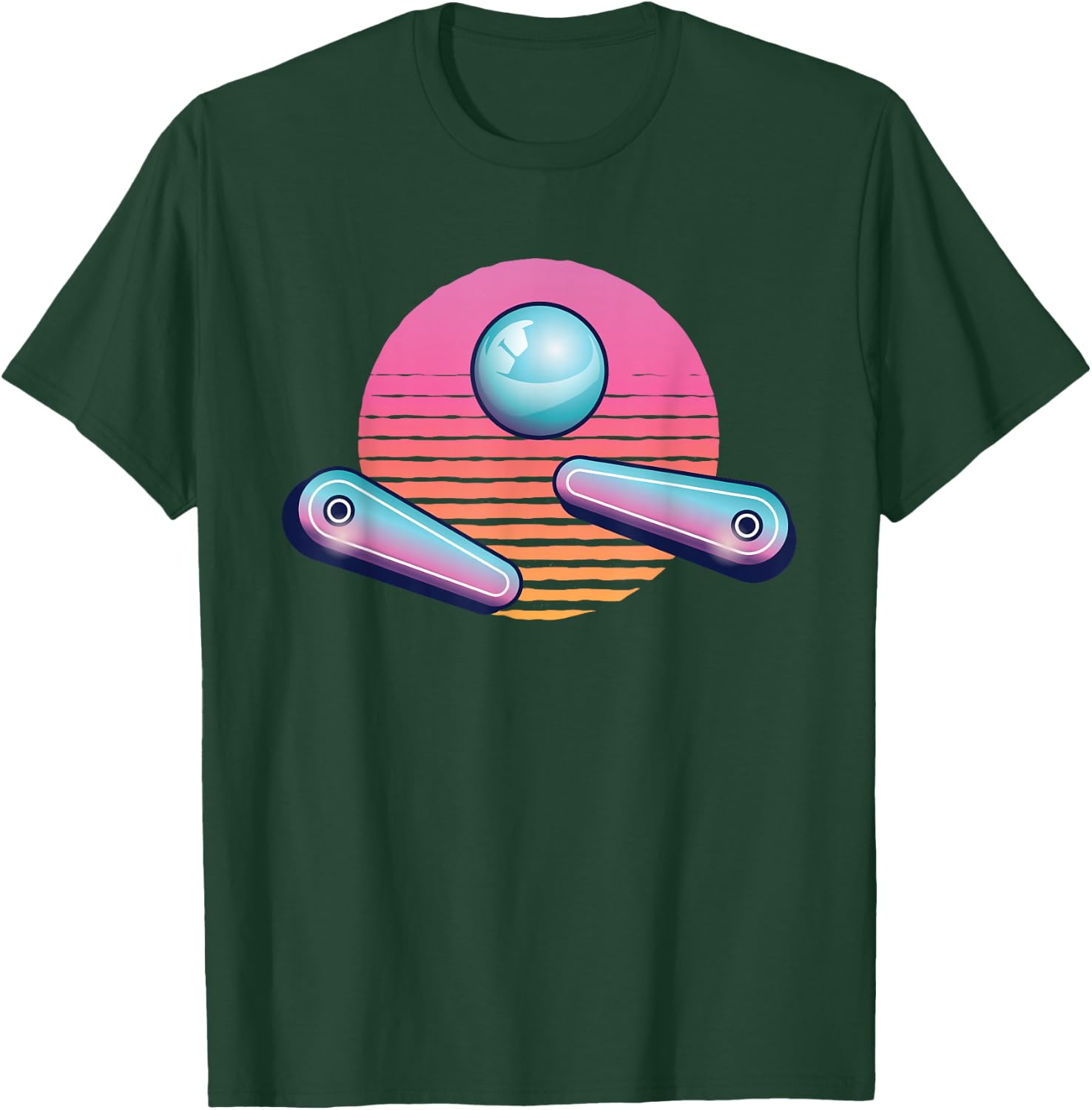 Pinball Arcade Game Machine 80s Retro Gamer Vintage Gaming T-Shirt - T-Shirt | Forest
