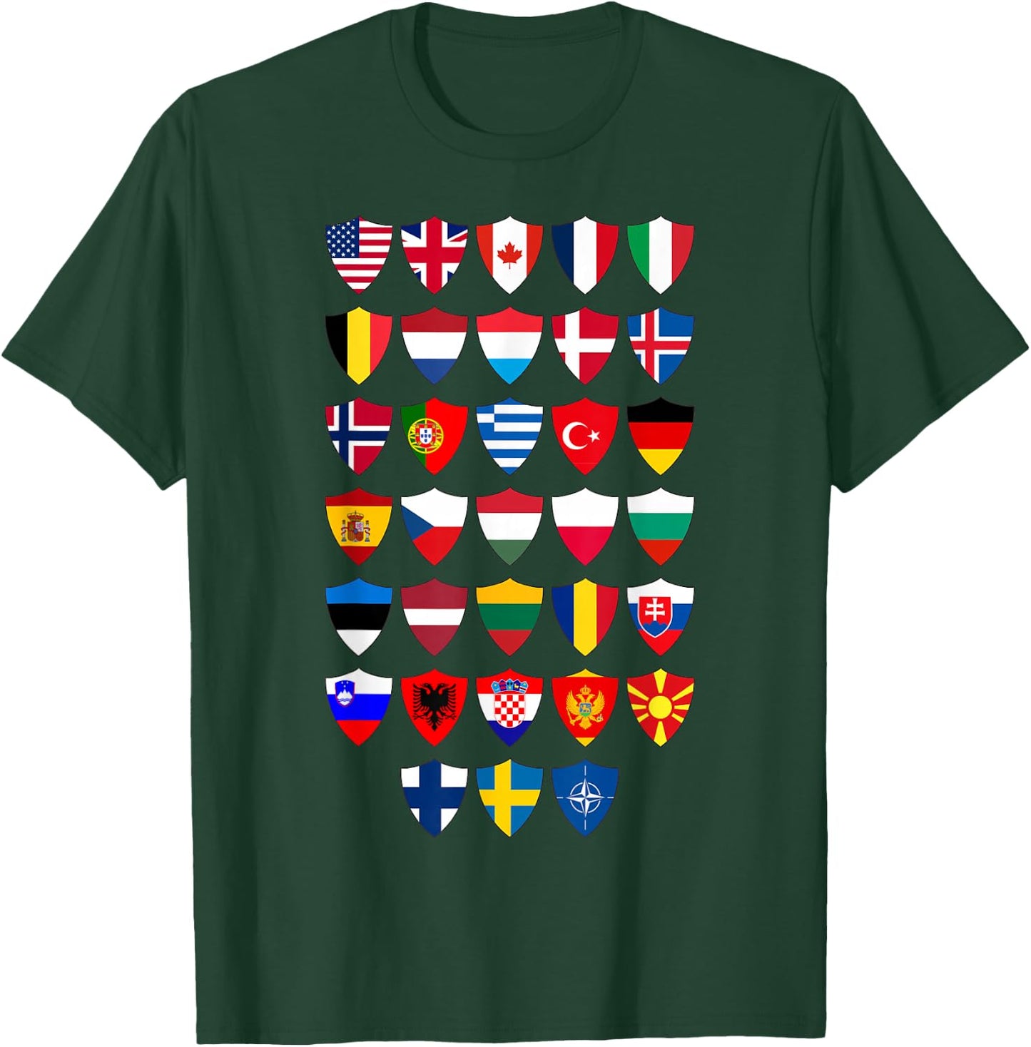 Shields of NATO: Flags of Every Member Country T-Shirt - T-Shirt | Forest