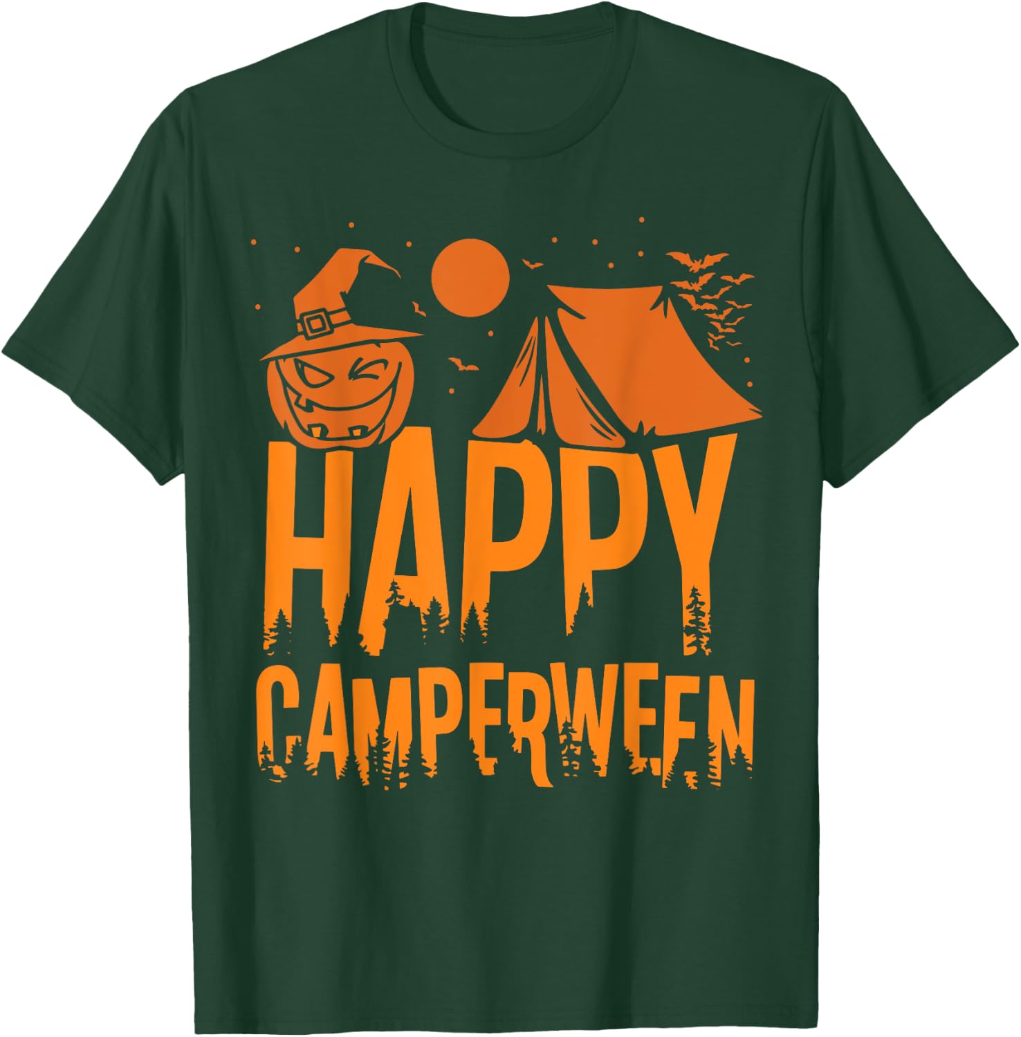 Happy Camperween - Camper Camping Halloween T-Shirt - T-Shirt | Forest