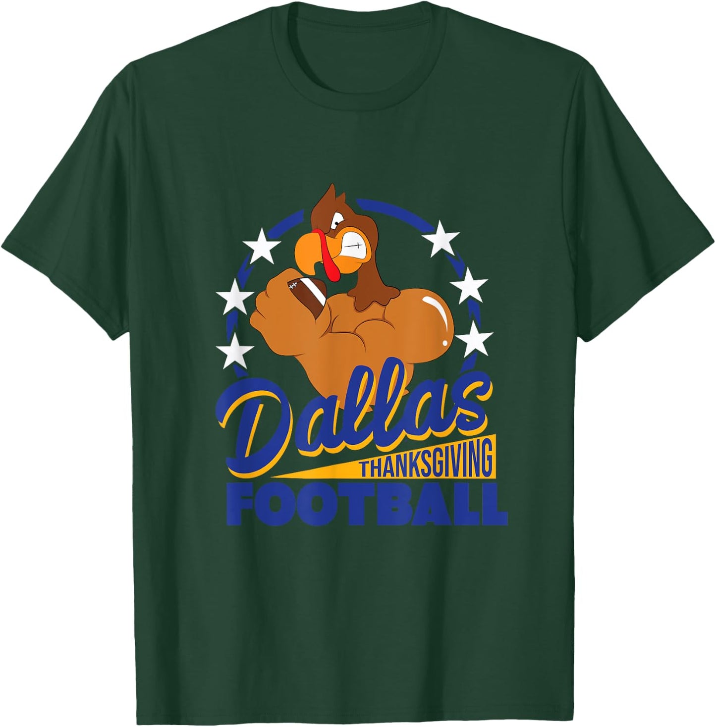 Funny Dallas Thanksgiving Football Thanksgiving Turkey T-Shirt - T-Shirt | Forest