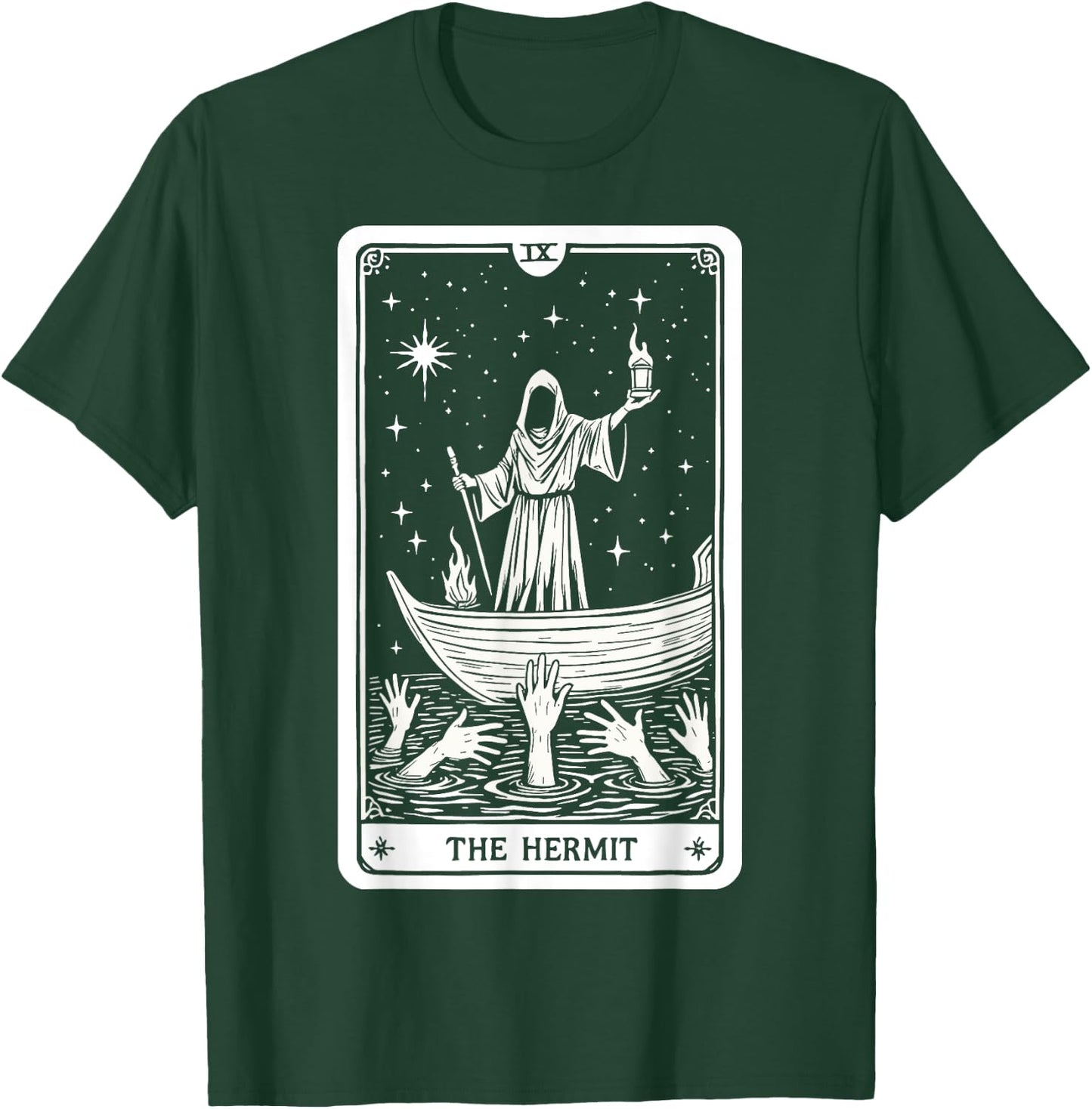 The Hermit Tarot Card Wisdom Enigmatic Esoteric Occult T-Shirt - T-Shirt | Forest