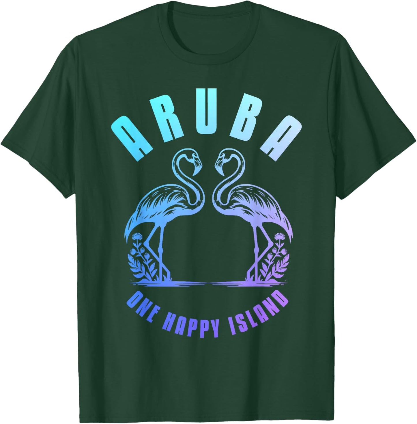 Aruba Flamingo Happy Island Craibbean Souvenir Pride Vintage T-Shirt - T-Shirt | Forest