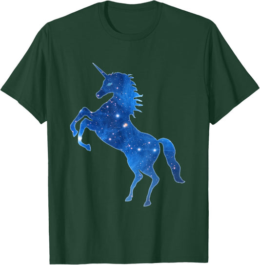 Mythical Beasts Einhorn in Dunkelblauem Plejaden Sternbild , Damen, -Kinder & -Erwachsene, Kurzarm, Klein, Blue, EU S, Klassisch, Polyester T-Shirt - T-Shirt | Forest