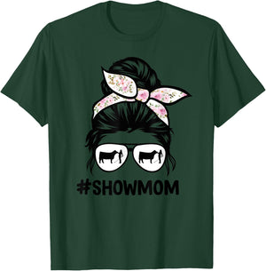 Cattle Show Mom Messy Bun Hair Cow Show Mom T-Shirt - T-Shirt | Forest