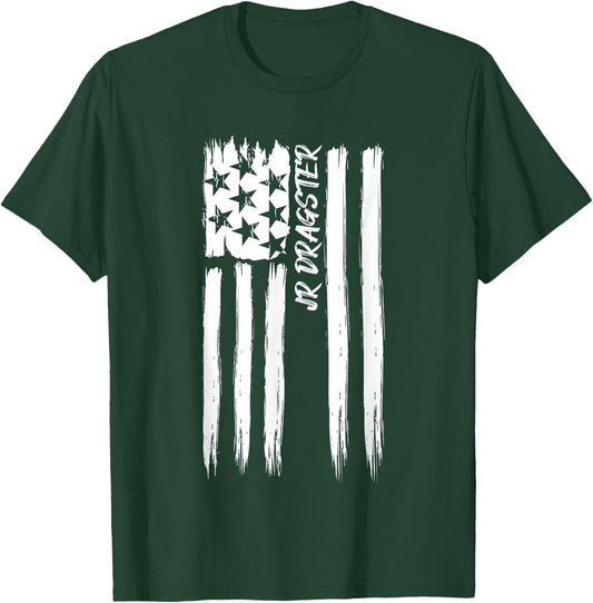 Jr Dragster Flag Racing Patriotic USA American Car Race Fan T-Shirt - T-Shirt | Forest