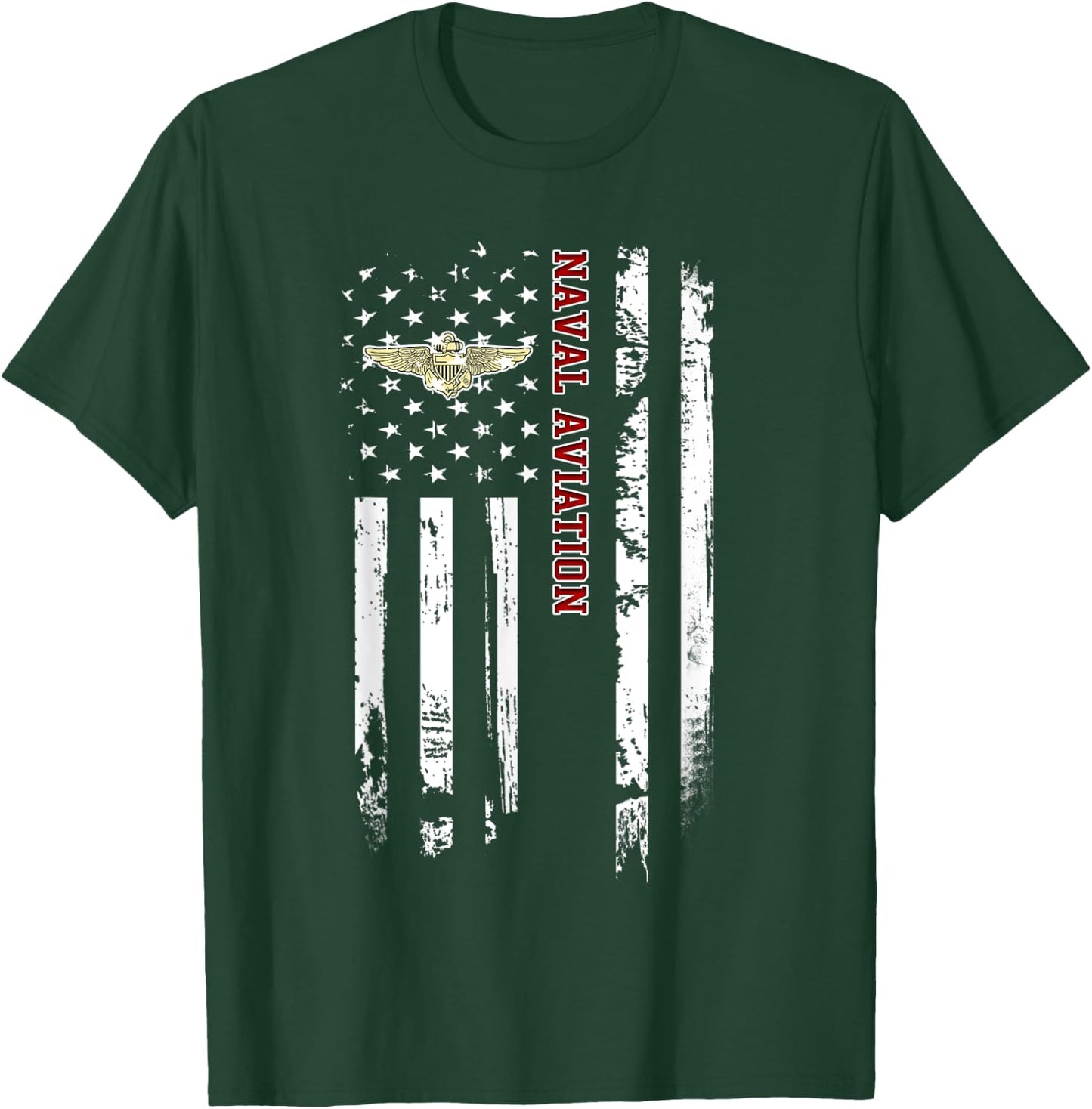 Naval Aviation Veteran American Flag Veterans Day Christmas Men T-Shirt - T-Shirt | Forest