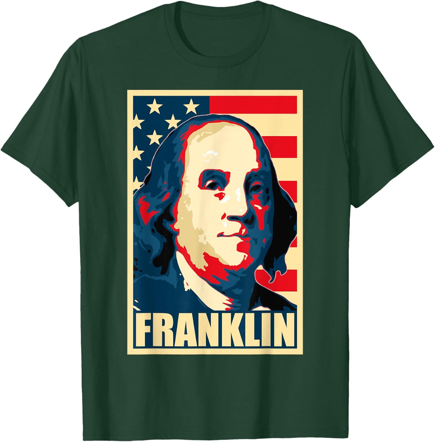 Ben Franklin Propaganda Poster Style T-Shirt - T-Shirt | Forest