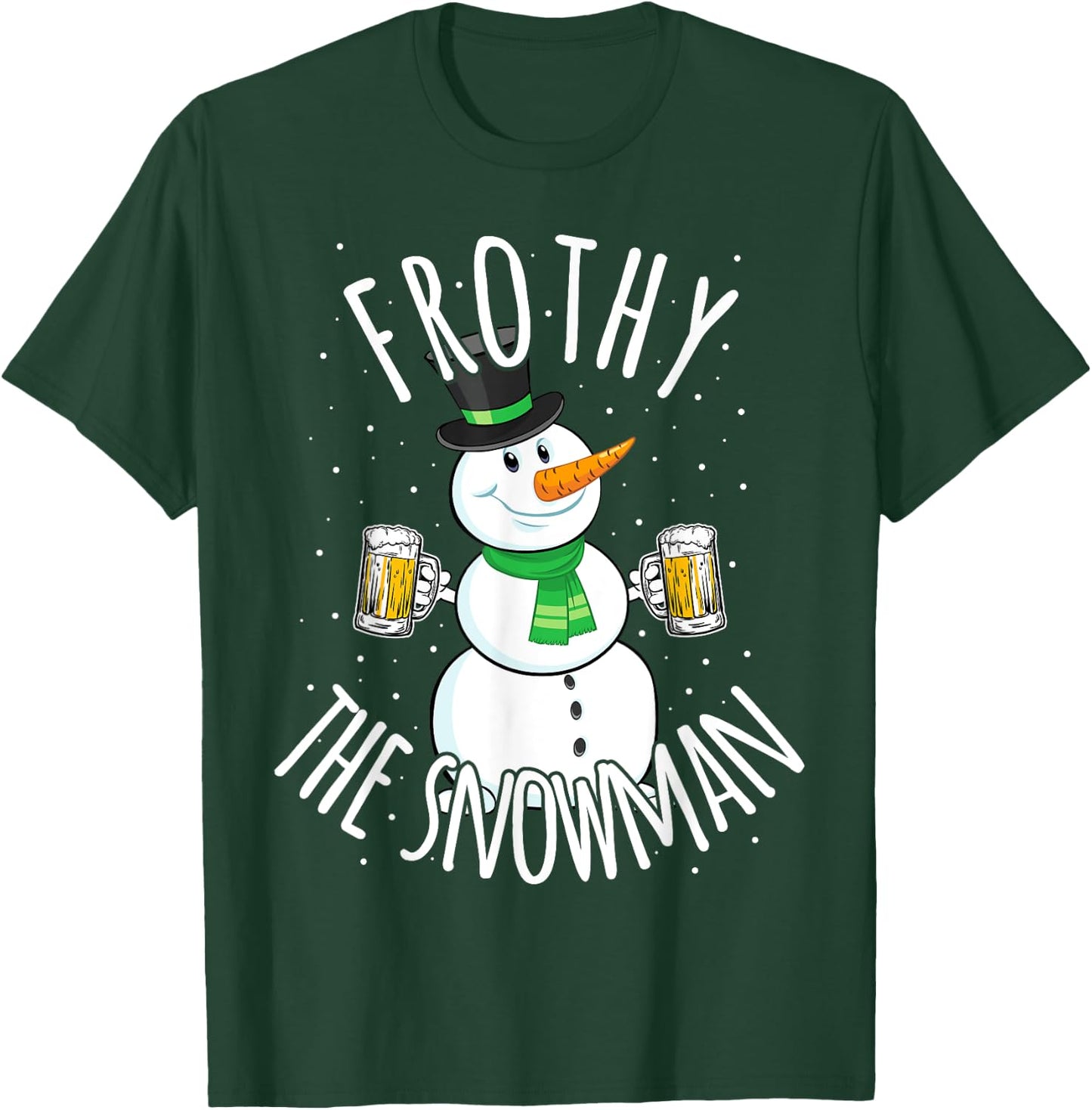 Funny Christmas Snowman Beer Frothy T Shirt Gift Men Women T-Shirt - T-Shirt | Forest