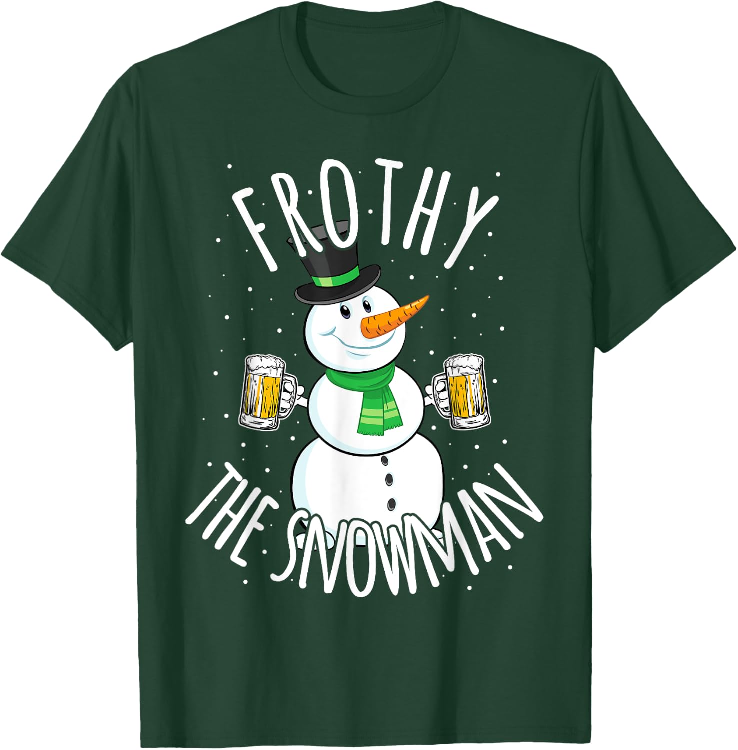 Funny Christmas Snowman Beer Frothy T Shirt Gift Men Women T-Shirt - T-Shirt | Forest