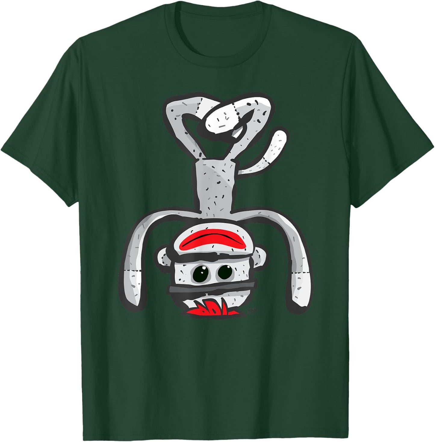 Cute Sock Monkey in Yoga Asana Headstand Pose T-Shirt - T-Shirt | Forest