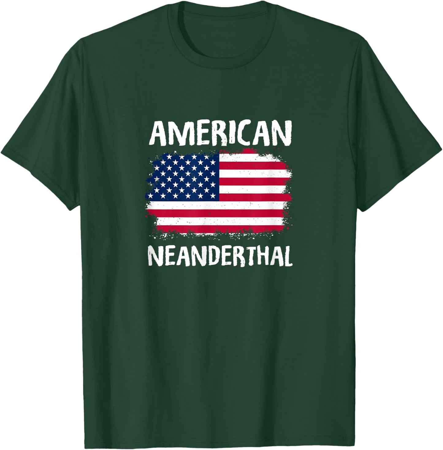 4th Of July US Flag Caveman American Neanderthal T-Shirt - T-Shirt | Forest