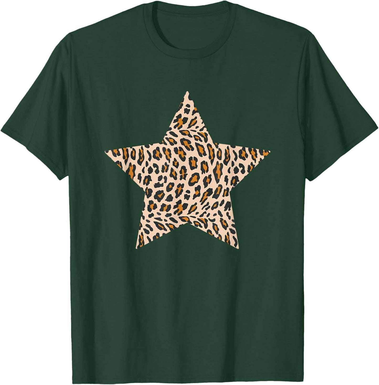 Leopard Print Star Design - Leopard Star T-Shirt - T-Shirt | Forest