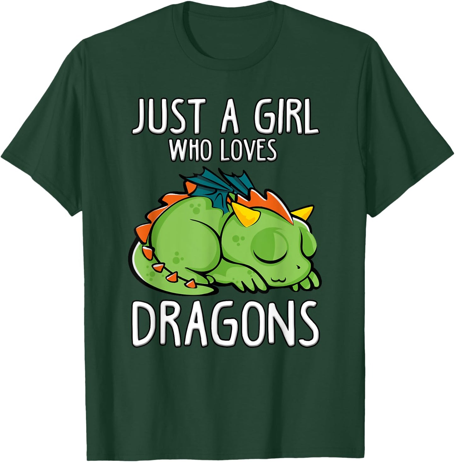 Just a Girl who loves Dragons T Shirt Gift Girls Women T-Shirt - T-Shirt | Forest
