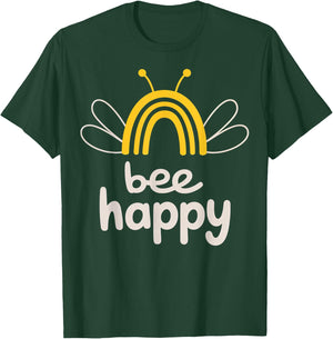 Bee Happy Rainbow Wings Whimsical Insect Design T-Shirt - T-Shirt | Forest