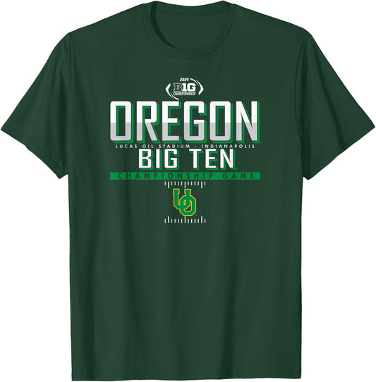 Oregon Ducks Big Ten Championship 2024 Football Black T-Shirt - T-Shirt | Forest