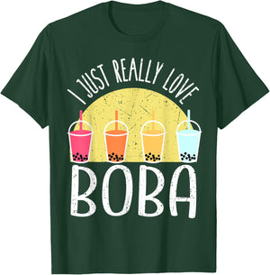 I Just Really Love Boba Japanese Kawaii Anime KIDS Gifts T-Shirt - T-Shirt | Forest