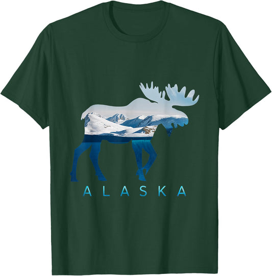 Alaska Moose Nature Scenic Mountains Wildlife Alaska T-Shirt - T-Shirt | Forest