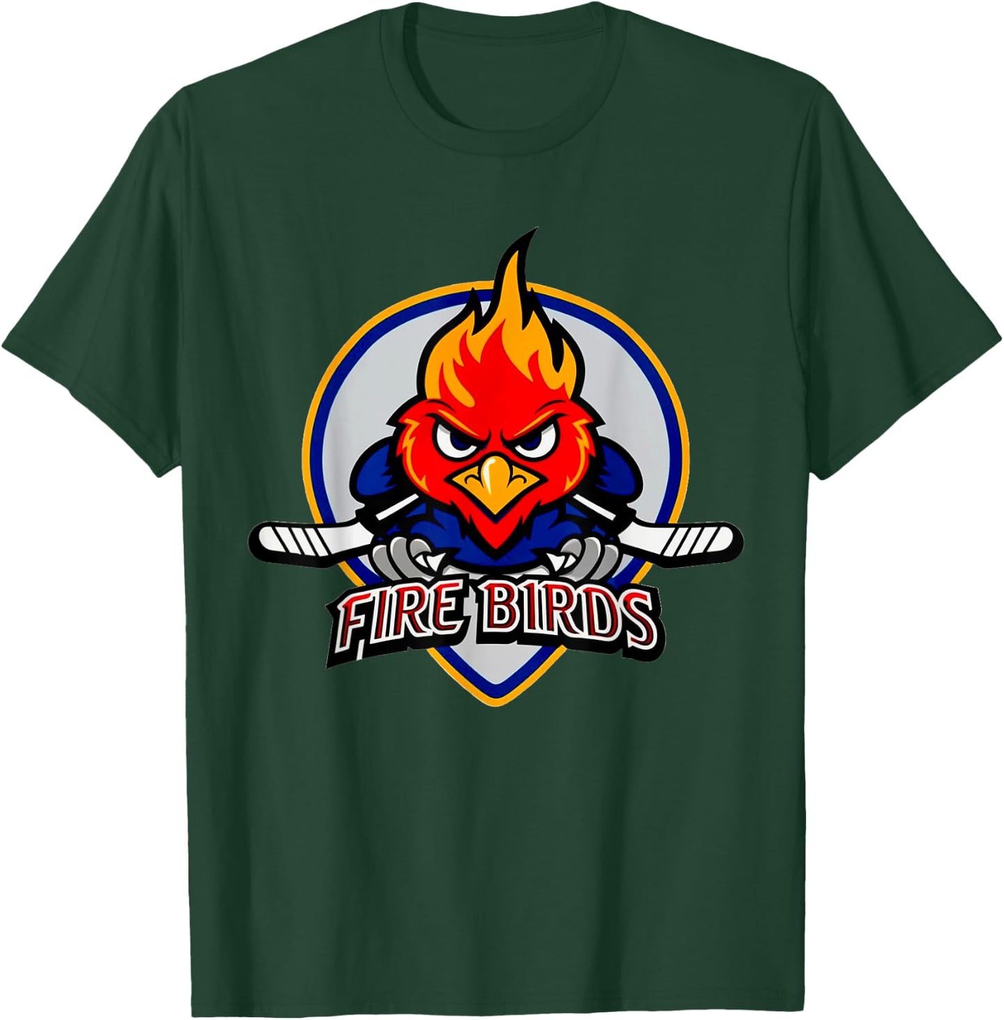 Conceptual Firebirds Ice Hockey Logo Motif American Sports T-Shirt - T-Shirt | Forest