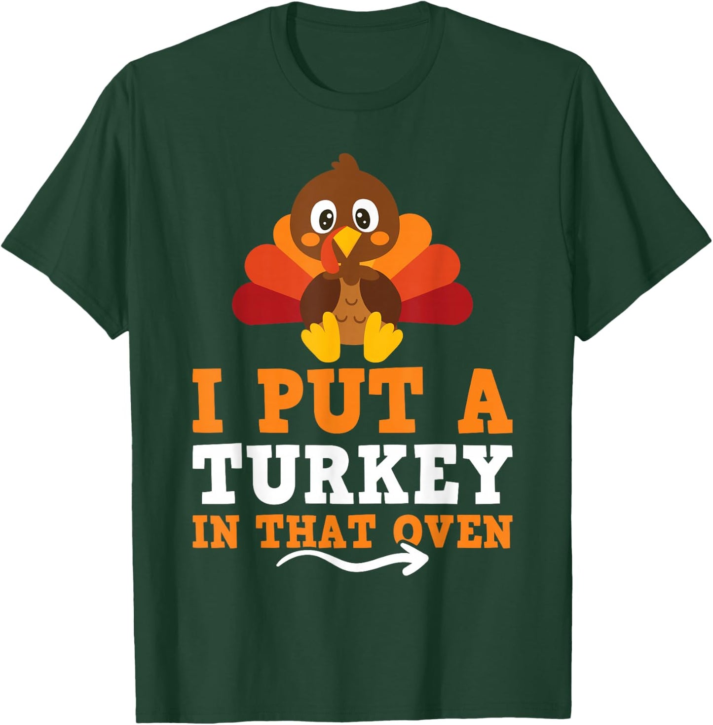 I Put Turkey In That Oven Thanksgiving Baby Announcement - Black, Women's, , Short Sleeve, Modern, Thanksgiving, Letter Print, , Snug Fit, Size Small T-Shirt - T-Shirt | Forest